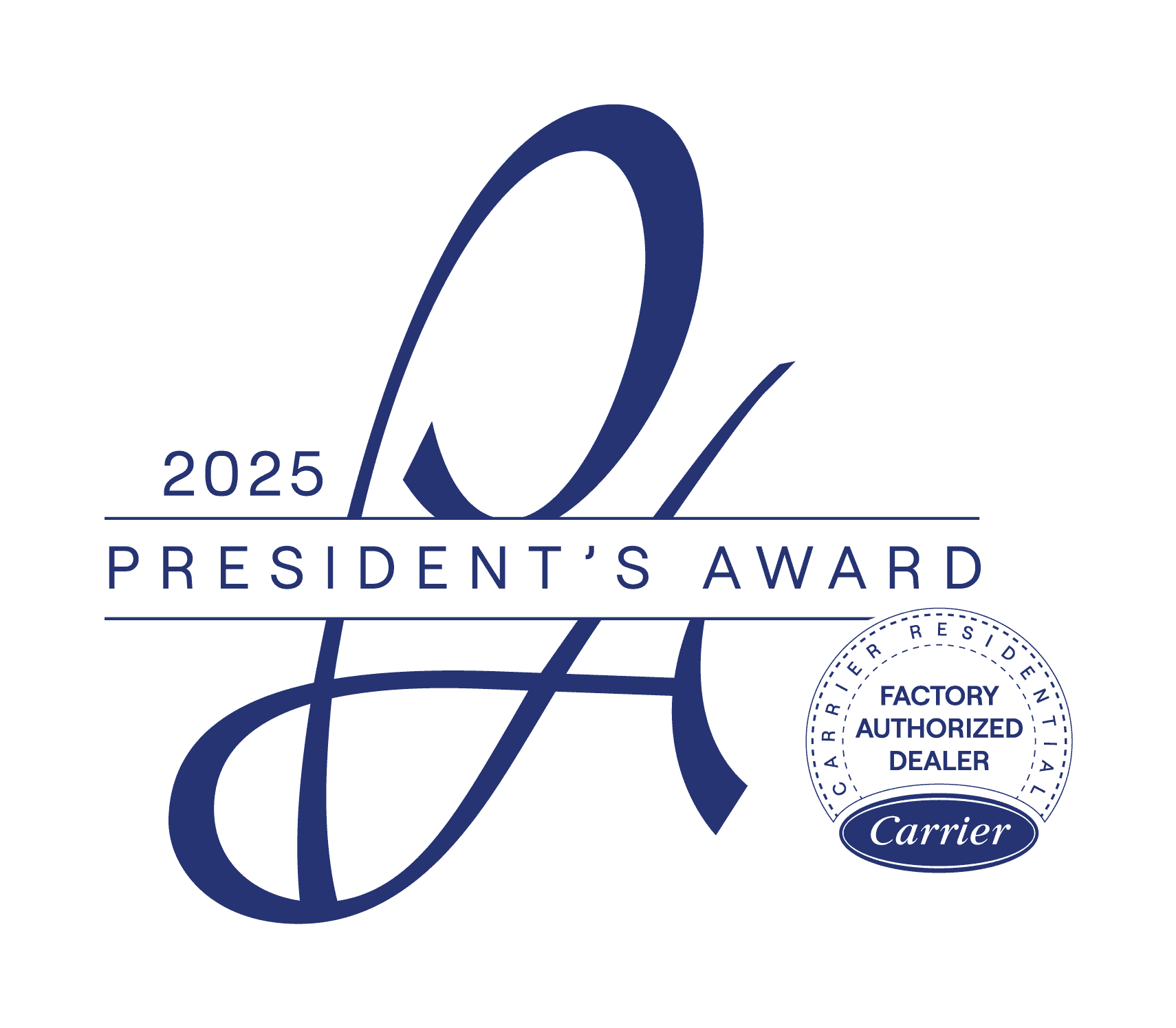 2025 Carrier Factory Authorized Dealer President's Award logo.